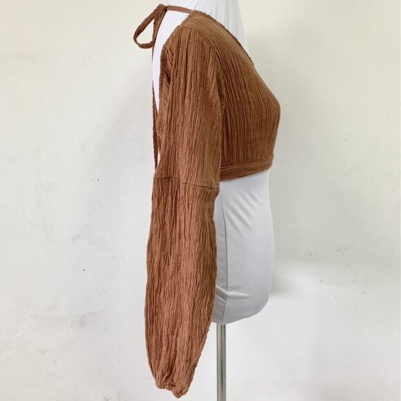 Savannah Marrow Sunnie Brown 100% Organic Cotton Handwoven Crop Top Size XS - Picture 9 of 15